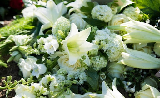 Memorial flowers after a wrongful death settlement.
