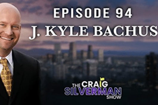 A portion of wrongful death lawyer Kyle Bachus is photoed next to the words "Episode 94 J. Kyle Bachus The Craig Silverman Show."