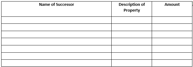 Name of Successor section of Small Estate Affadavit Form