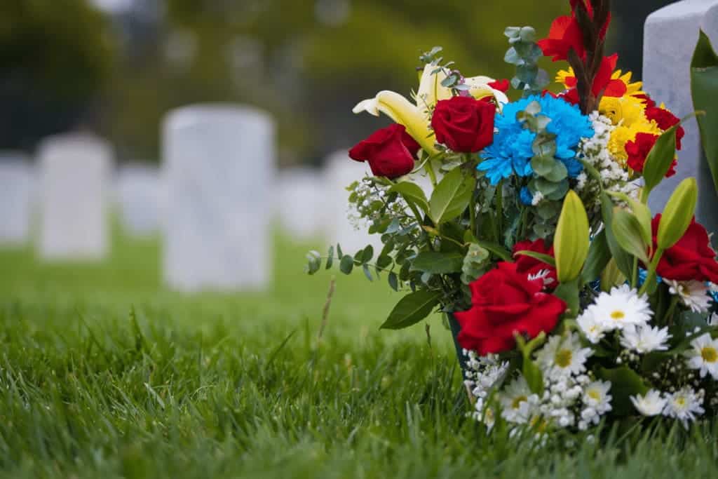 Flowers at a grave of a wrongful death victim. 